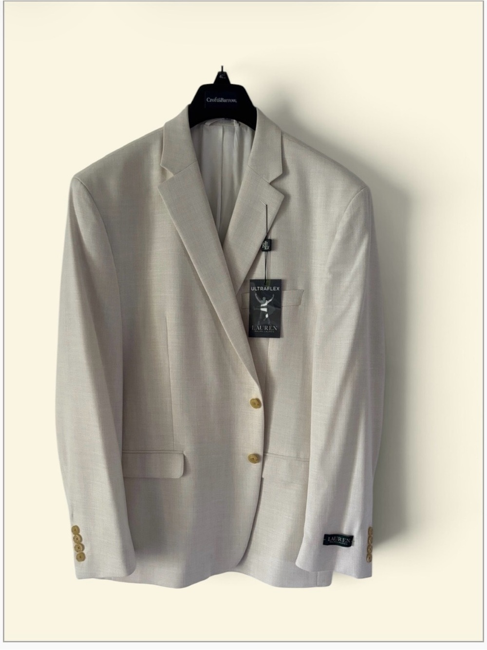 Ralph Lauren White Cream Single-Breasted Ultraflex Blazer